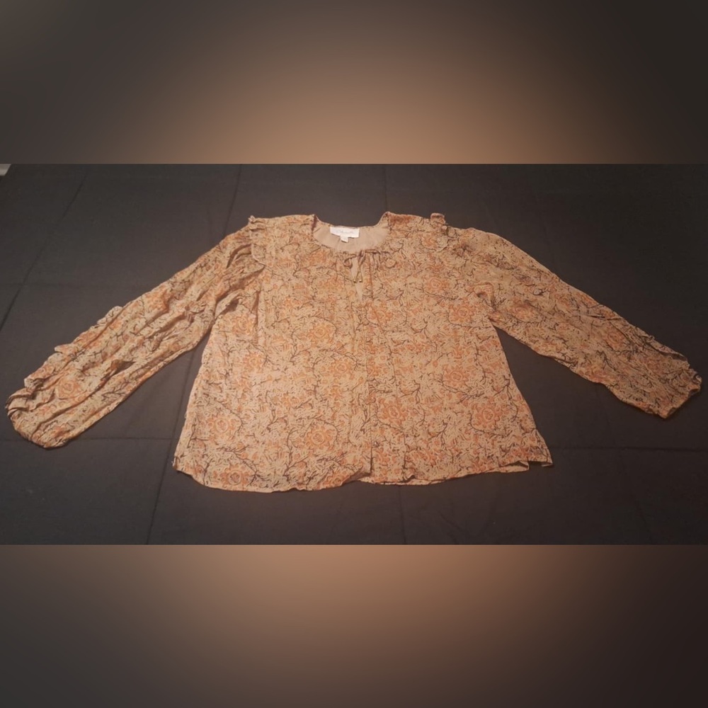 Cleobella Long Sleeve Ruffle Floral Printed Blouse in Pink Size M